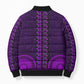 Purple Dashiki and Tapa Pattern Bomber Puffer Jacket Africa-Polynesia Together Culture