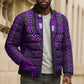 Purple Dashiki and Tapa Pattern Bomber Puffer Jacket Africa-Polynesia Together Culture