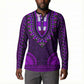 Purple Dashiki and Tapa Pattern Button Sweatshirt Africa-Polynesia Together Culture