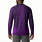 Purple Dashiki and Tapa Pattern Button Sweatshirt Africa-Polynesia Together Culture
