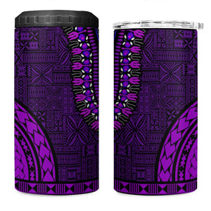 Purple Dashiki and Tapa Pattern 4 in 1 Can Cooler Tumbler Africa-Polynesia Together Culture