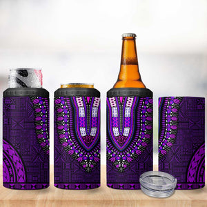 Purple Dashiki and Tapa Pattern 4 in 1 Can Cooler Tumbler Africa-Polynesia Together Culture