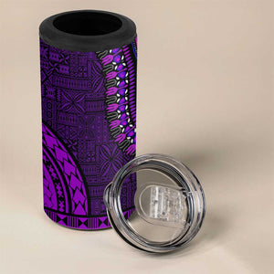 Purple Dashiki and Tapa Pattern 4 in 1 Can Cooler Tumbler Africa-Polynesia Together Culture