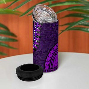 Purple Dashiki and Tapa Pattern 4 in 1 Can Cooler Tumbler Africa-Polynesia Together Culture