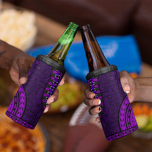 Purple Dashiki and Tapa Pattern 4 in 1 Can Cooler Tumbler Africa-Polynesia Together Culture