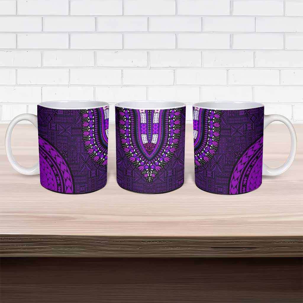 Purple Dashiki and Tapa Pattern Ceramic Mug Africa-Polynesia Together Culture
