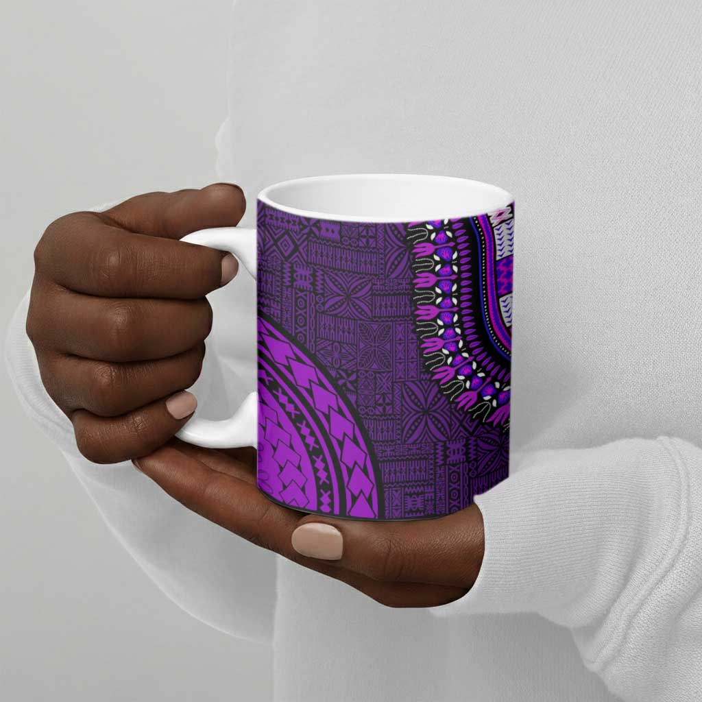 Purple Dashiki and Tapa Pattern Ceramic Mug Africa-Polynesia Together Culture