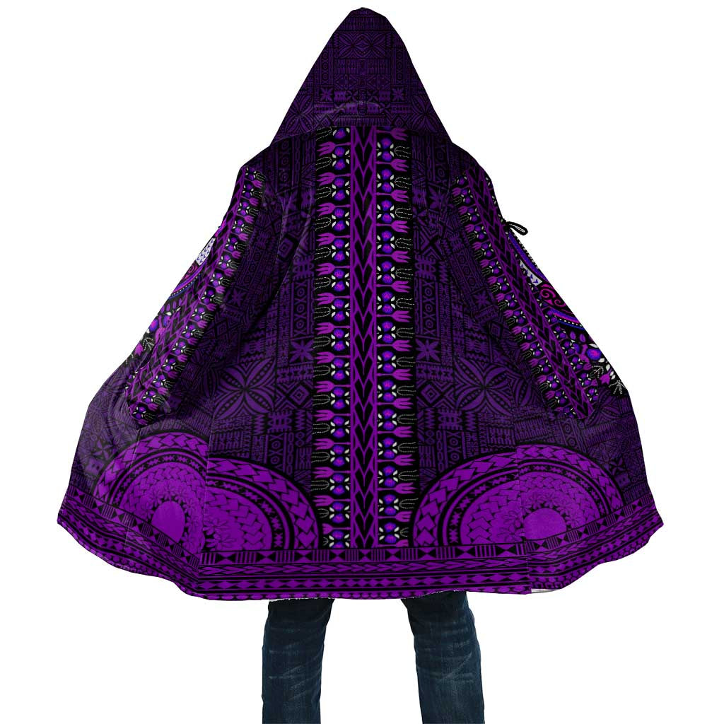 Purple Dashiki and Tapa Pattern Cloak Africa-Polynesia Together Culture
