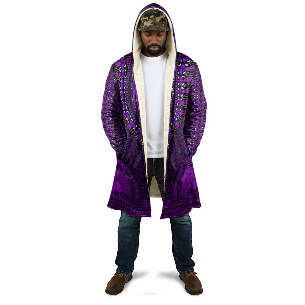 Purple Dashiki and Tapa Pattern Cloak Africa-Polynesia Together Culture