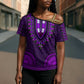 Purple Dashiki and Tapa Pattern Cross Shoulder Shirt Africa-Polynesia Together Culture