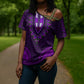 Purple Dashiki and Tapa Pattern Cross Shoulder Shirt Africa-Polynesia Together Culture