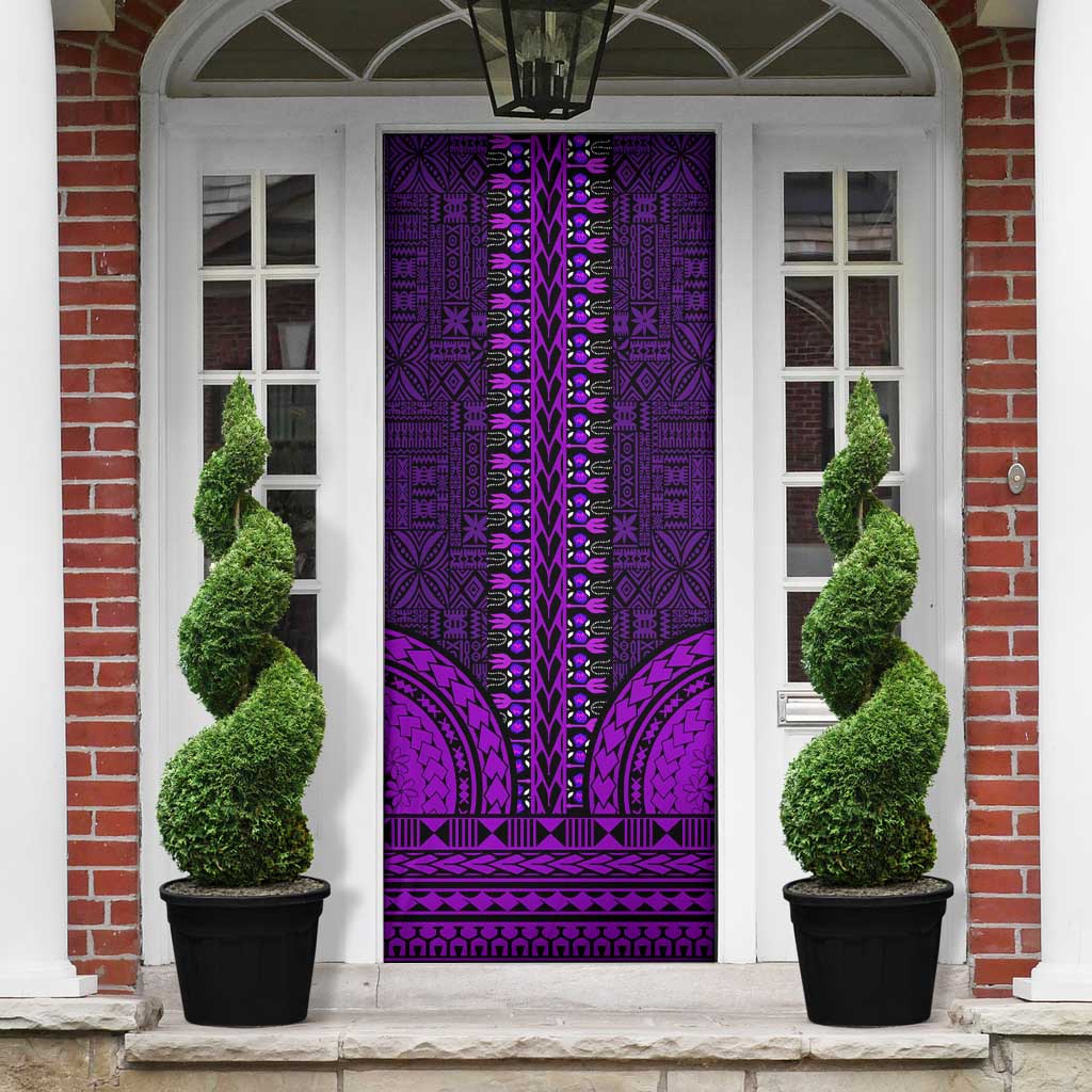 Purple Dashiki and Tapa Pattern Door Cover Africa-Polynesia Together Culture