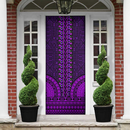 Purple Dashiki and Tapa Pattern Door Cover Africa-Polynesia Together Culture