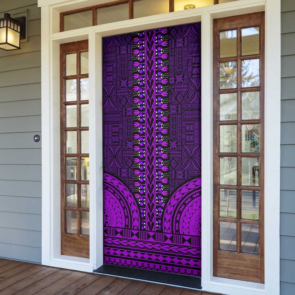 Purple Dashiki and Tapa Pattern Door Cover Africa-Polynesia Together Culture