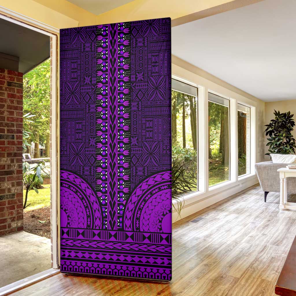 Purple Dashiki and Tapa Pattern Door Cover Africa-Polynesia Together Culture