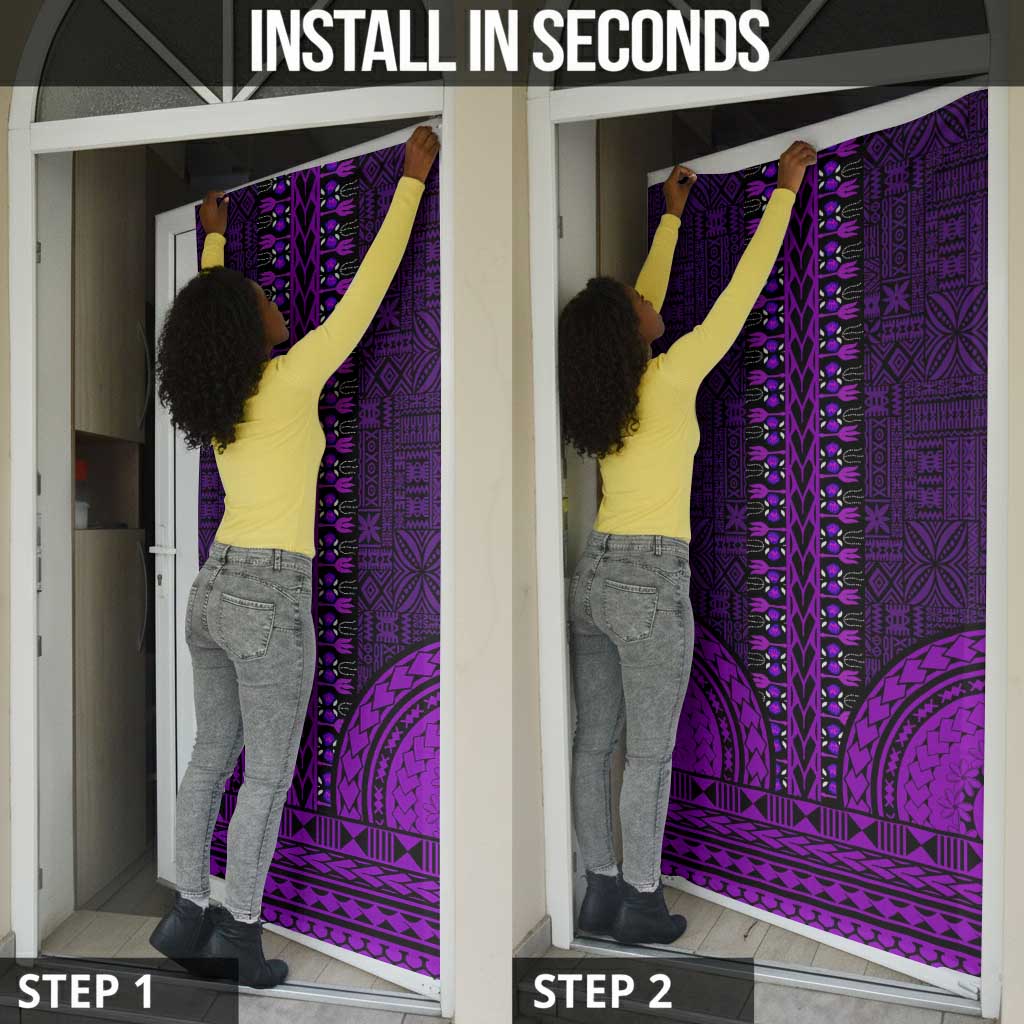 Purple Dashiki and Tapa Pattern Door Cover Africa-Polynesia Together Culture