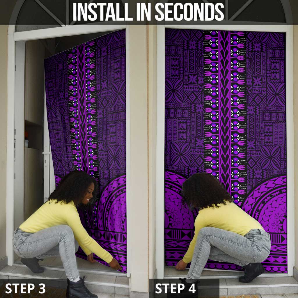 Purple Dashiki and Tapa Pattern Door Cover Africa-Polynesia Together Culture