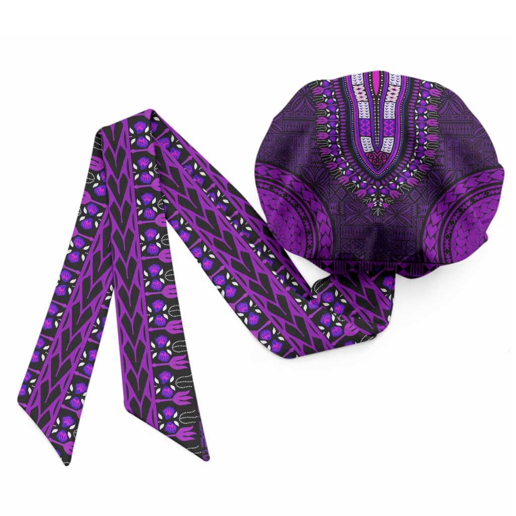 Purple Dashiki and Tapa Pattern Easy Headwrap Africa and Polynesia Together Culture