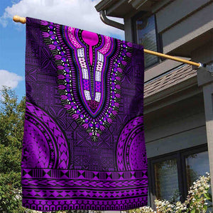 Purple Dashiki and Tapa Pattern Garden Flag Africa-Polynesia Together Culture