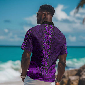 Purple Dashiki and Tapa Pattern Hawaiian Shirt Africa-Polynesia Together Culture