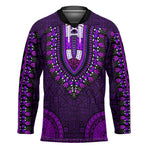 Purple Dashiki and Tapa Pattern Hockey Jersey Africa-Polynesia Together Culture