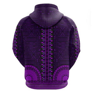 Purple Dashiki and Tapa Pattern Hoodie Africa-Polynesia Together Culture