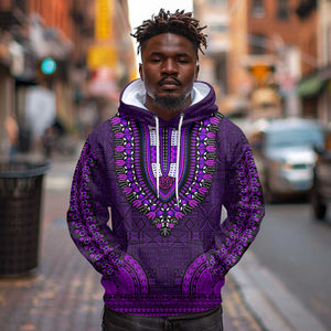 Purple Dashiki and Tapa Pattern Hoodie Africa-Polynesia Together Culture