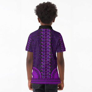 Purple Dashiki and Tapa Pattern Kid Polo Shirt Africa-Polynesia Together Culture