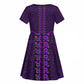 Purple Dashiki and Tapa Pattern Kid Short Sleeve Dress Africa-Polynesia Together Culture