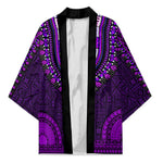 Purple Dashiki and Tapa Pattern Kimono Africa-Polynesia Together Culture