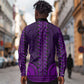 Purple Dashiki and Tapa Pattern Long Sleeve Button Shirt Africa-Polynesia Together Culture