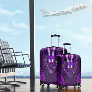 Purple Dashiki and Tapa Pattern Luggage Cover Africa-Polynesia Together Culture