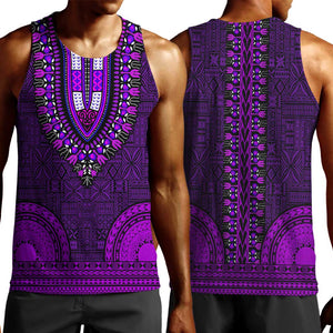 Purple Dashiki and Tapa Pattern Men Tank Top Africa-Polynesia Together Culture