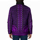 Purple Dashiki and Tapa Pattern Padded Jacket Africa-Polynesia Together Culture