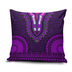 Purple Dashiki and Tapa Pattern Pillow Cover Africa-Polynesia Together Culture