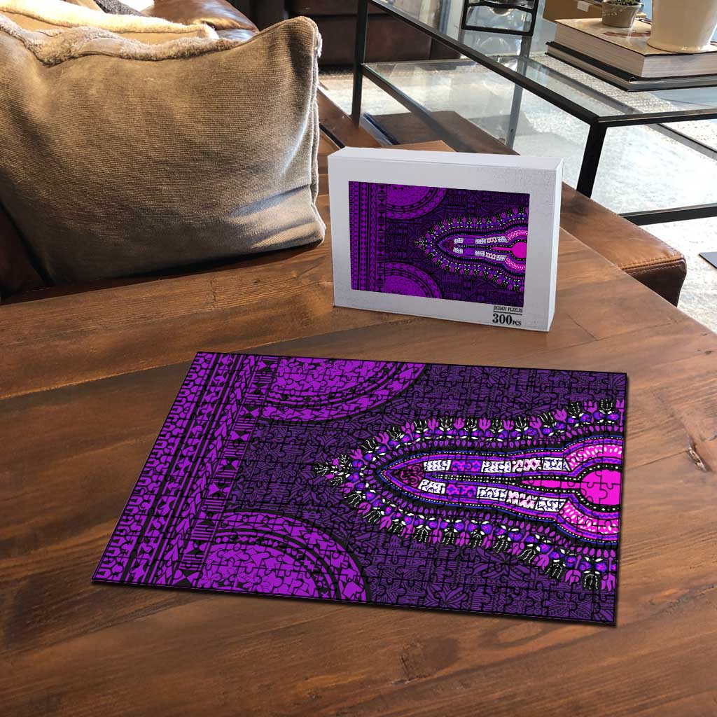 Purple Dashiki and Tapa Pattern Puzzle Africa-Polynesia Together Culture