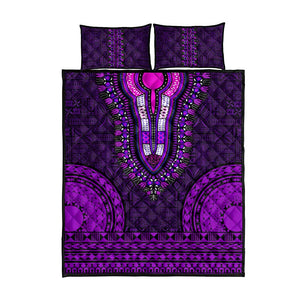 Purple Dashiki and Tapa Pattern Quilt Bed Set Africa-Polynesia Together Culture