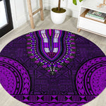 Purple Dashiki and Tapa Pattern Round Carpet Africa-Polynesia Together Culture