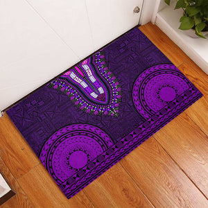 Purple Dashiki and Tapa Pattern Rubber Doormat Africa-Polynesia Together Culture