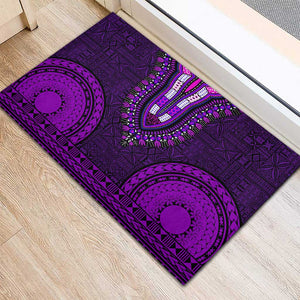 Purple Dashiki and Tapa Pattern Rubber Doormat Africa-Polynesia Together Culture