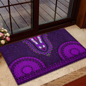 Purple Dashiki and Tapa Pattern Rubber Doormat Africa-Polynesia Together Culture