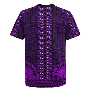 Purple Dashiki and Tapa Pattern Rugby Jersey Africa-Polynesia Together Culture