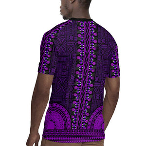 Purple Dashiki and Tapa Pattern Rugby Jersey Africa-Polynesia Together Culture