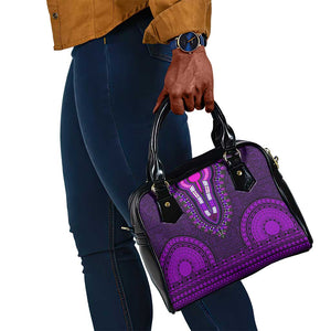 Purple Dashiki and Tapa Pattern Shoulder Handbag Africa-Polynesia Together Culture