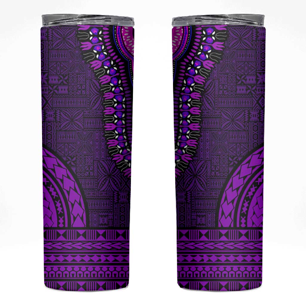 Purple Dashiki and Tapa Pattern Skinny Tumbler Africa-Polynesia Together Culture