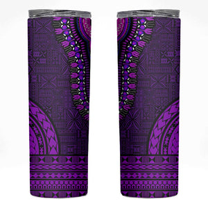 Purple Dashiki and Tapa Pattern Skinny Tumbler Africa-Polynesia Together Culture