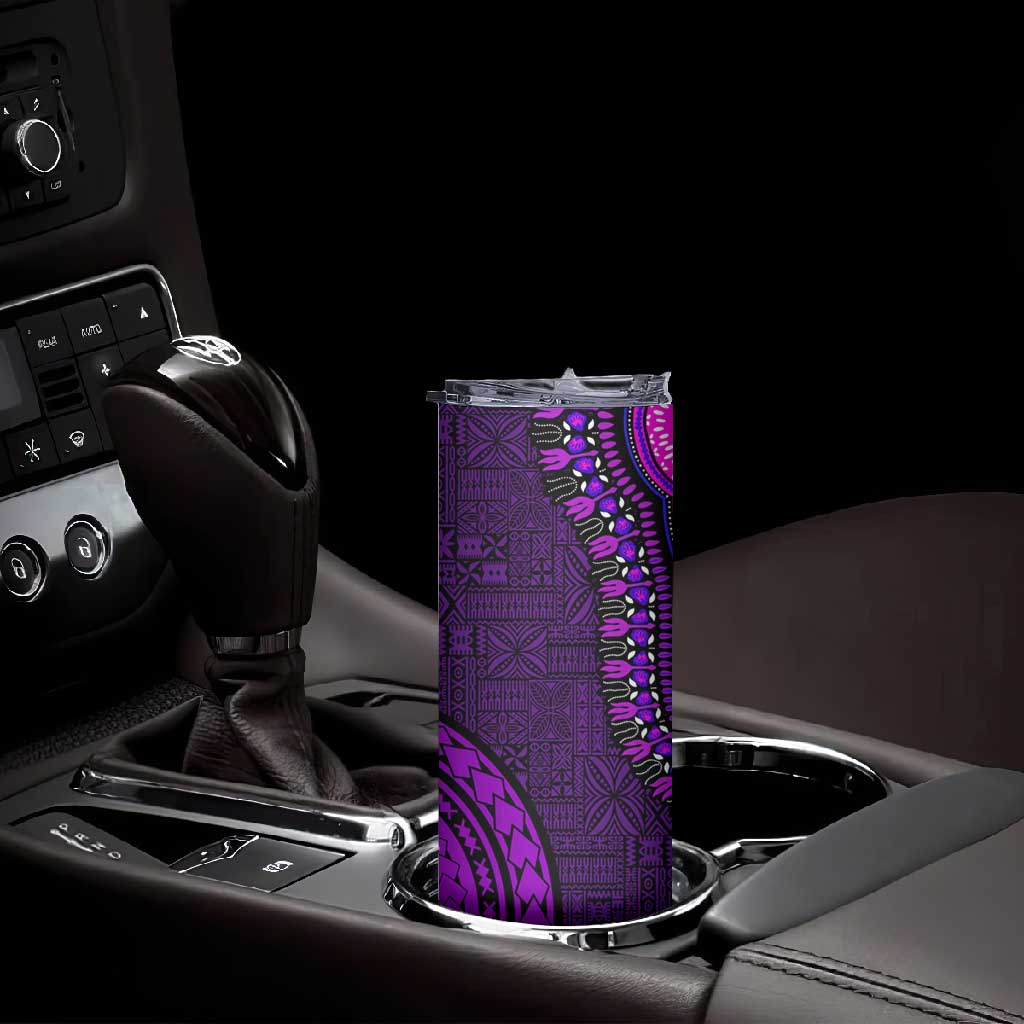 Purple Dashiki and Tapa Pattern Skinny Tumbler Africa-Polynesia Together Culture