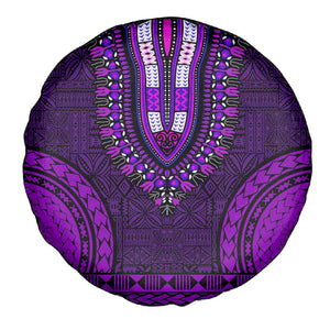 Purple Dashiki and Tapa Pattern Spare Tire Cover Africa-Polynesia Together Culture