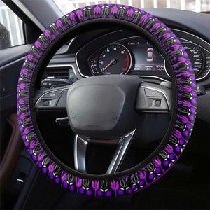 Purple Dashiki and Tapa Pattern Steering Wheel Cover Africa-Polynesia Together Culture