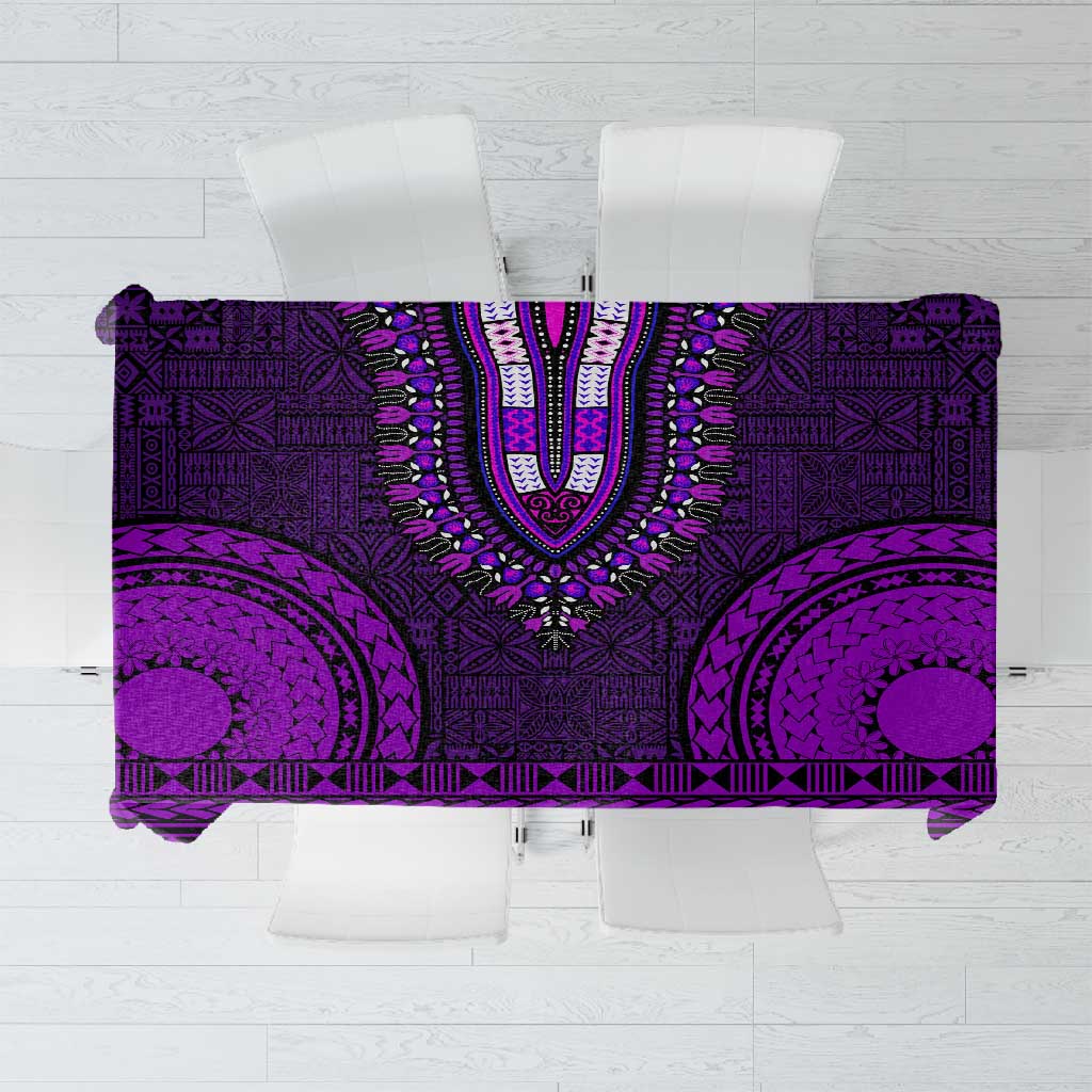 Purple Dashiki and Tapa Pattern Tablecloth Africa-Polynesia Together Culture